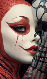woman with halloween makeup and dark eye shadow makeup