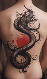 a man wearing a black dragon tattoo back