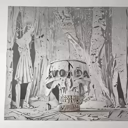 some white paper pictures on a wall