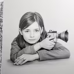 a girl with her camera in front of her face