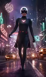 a woman in catwoman costume on the street