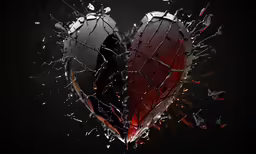 a broken heart with a dark background