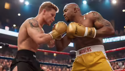 two professional men playing boxing against each other