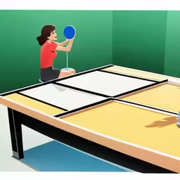 a drawing of two people playing ping pong