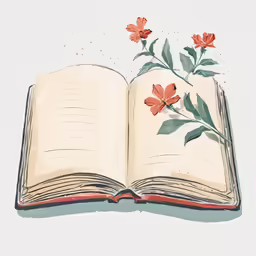 a book with a flower on top
