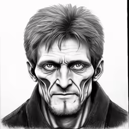 a drawing of the man who is in front of a white background