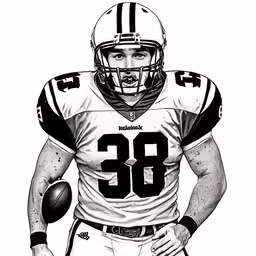 the black and white drawing of a football player