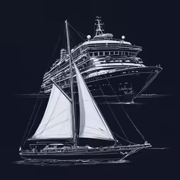 a large ship with sails floating in the ocean