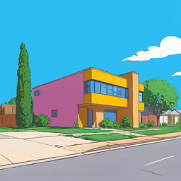 a large colorful building sitting on the side of a street