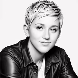 a woman with short hair in black jacket
