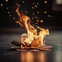 a plant has some fire flames around it