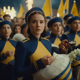 many women are dressed up and standing in uniform