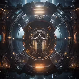 a sci - fi fi fi space station with a clock in the center