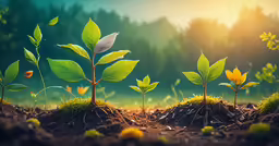 a picture of small plants in the ground