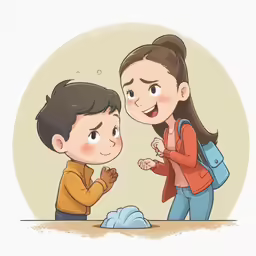 a kid is in a scene with a woman