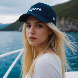a woman is standing on the back of a boat looking back
