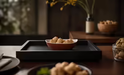 a tray with a bowl of food on it