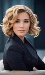 a woman with blonde hair and a black blazer