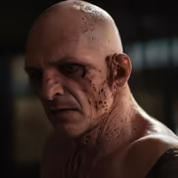 a man in the image of a character from sparta with makeup