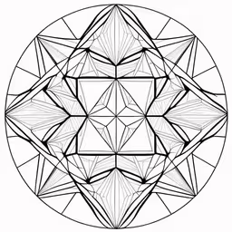 a black and white image with lots of different lines,a circular design consisting of squares and lines