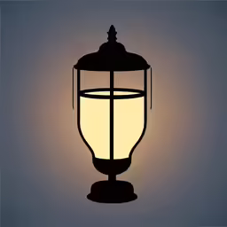a lantern at night with the light turned on
