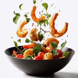 a large bowl of food has been mixed together