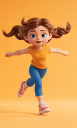 the little girl running and having fun