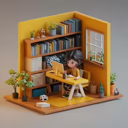 a small doll house set of an office