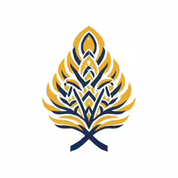 an orange and blue abstract tree in a stylized way