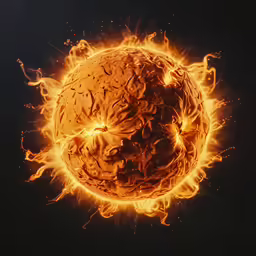 a glowing ball of fire containing an orange ball of fire