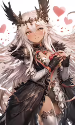 a person in uniform with an owl like outfit and a heart - shaped background