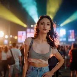 a woman in short denim shorts posing for a picture