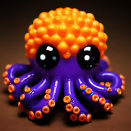 this is a toy octopus with an orange and purple hair