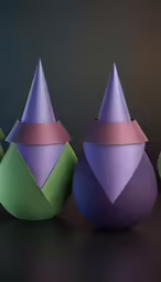 a couple of paper cones sitting next to each other