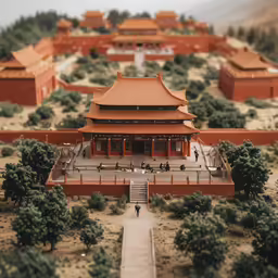 an old building with many trees around it