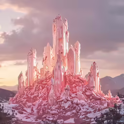 the large sculpture has many towers in it