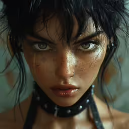 a close up photo of a young woman,the image has a very close up look