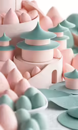 this is an assortment of clay pieces on display