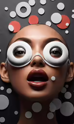 woman with white circles on her nose and eyes