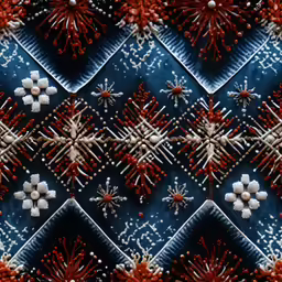 the patterns are made using different shapes and colors