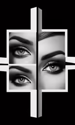 the eyes with square frames are shown in black and white