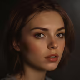 a woman looking up at the camera with the focus on her eye