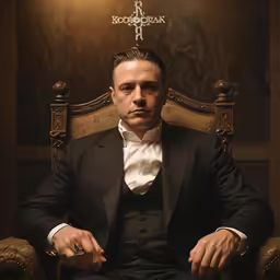 a man with ring in his right hand sitting on a chair