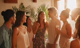 many people are talking together and having a conversation