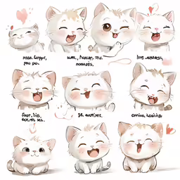 an illustrated cartoon of a cat giving different expressions