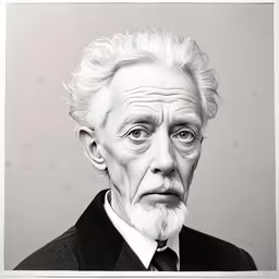 an old man with long hair and white hair
