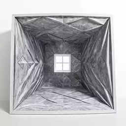 an artistic drawing of a square window in the center of a room