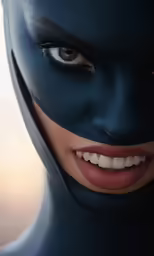 a close up image of a woman with her teeth painted blue
