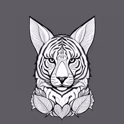the head of a tiger with floral decoration on its body,a tiger head with flowers in the front