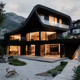 a building that is outside with an upper level deck